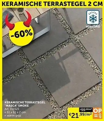 Zelfbouwmarkt Keramische terrastegel masca smoke aanbieding