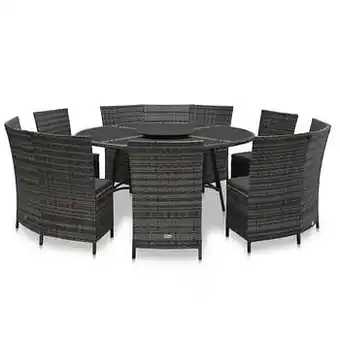 Brico VidaXL 7-delige tuinset met kussens poly rattan grijs aanbieding