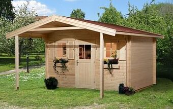 Brico Weka tuinhuis met overkapping 138 GR2 380x580cm aanbieding