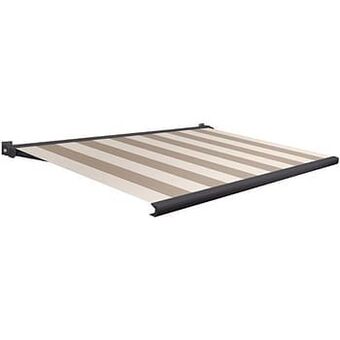 Brico Domasol zonnetent elektrisch met afstandsbediening ’Factor 20-A’ beige/wit brede strepen 400 x 250 cm aanbieding