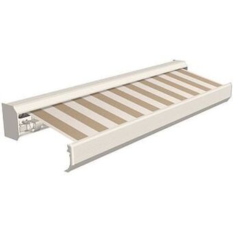 Brico Domasol zonnetent elektrisch met afstandsbediening ’Factor 30-A’ bruin/witte strepen 600 x 300 cm aanbieding
