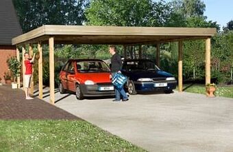 Brico Weka dubbele carport 609 GR.2 eiken 604x812cm aanbieding