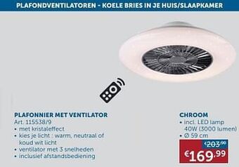 Zelfbouwmarkt Plafonnier met ventilator chroom aanbieding