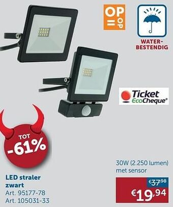 Zelfbouwmarkt Led straler zwart 30w met sensor aanbieding