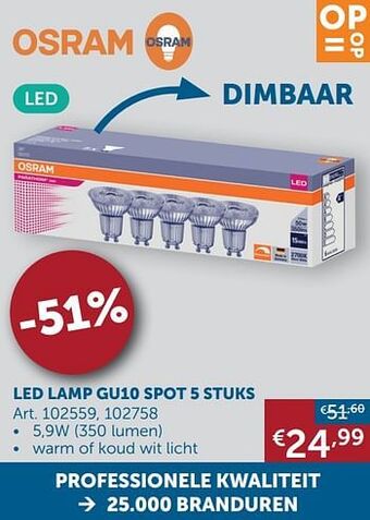 Zelfbouwmarkt Led lamp gu10 spot 5 stuks aanbieding