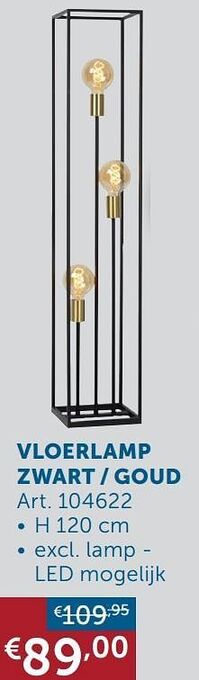 Vloerlamp zwart - goud