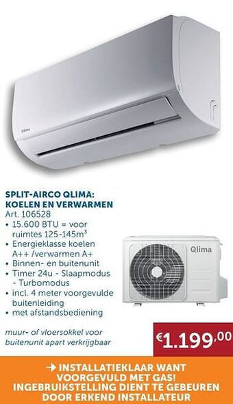 Zelfbouwmarkt Split-airco qlima: koelen en verwarmen aanbieding