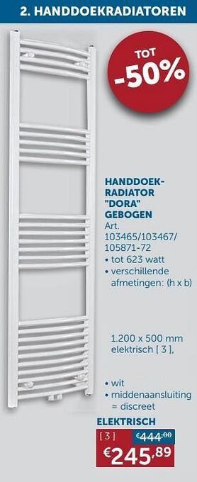 Zelfbouwmarkt Handdoekradiator dora gebogen elektrisch aanbieding