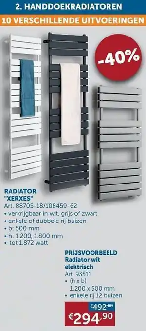 Zelfbouwmarkt Radiator xerxes wit elektrisch aanbieding