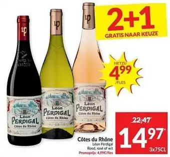Intermarché Côtes du rhône léon perdigal rood rosé of wit aanbieding