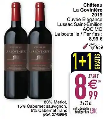 Château la govinière 2019 cuvée élégance lussac saint-émilion aoc mo