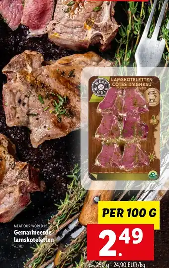 Lidl Gemarineerde lamskoteletten 100g aanbieding