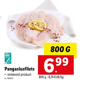 Lidl Pangasiusfilets 800g aanbieding