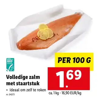 Lidl Volledige zalm met staartstuk 100g aanbieding