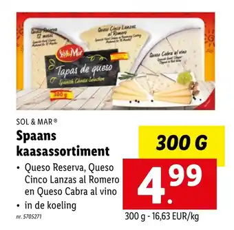 Lidl Sol & mar Spaans kaasassortiment 300g aanbieding