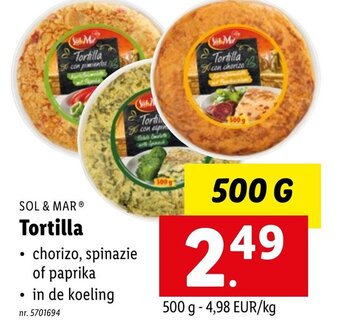 Lidl Sol & mar Tortilla 500g aanbieding