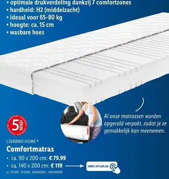 Lidl Livarno home Comfortmatras 90x200 cm aanbieding