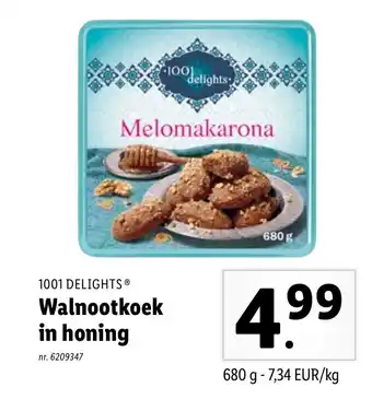 Lidl 1001 delights Walnootkoek in honing 680g aanbieding