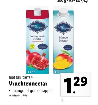 Lidl 1001 delights Vruchtennectar 1l aanbieding