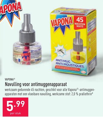 ALDI Vapona Navulling voor antimuggenapparaat aanbieding