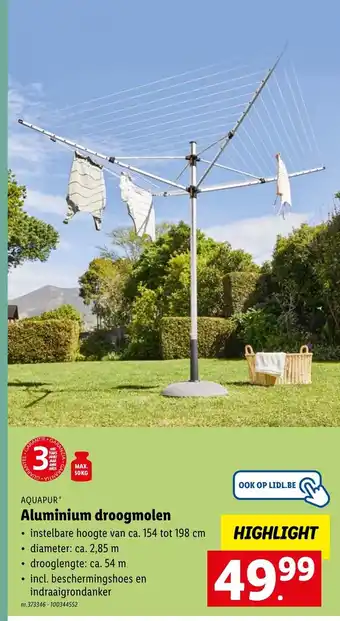 Lidl Aquapur Aluminum droogmolen aanbieding