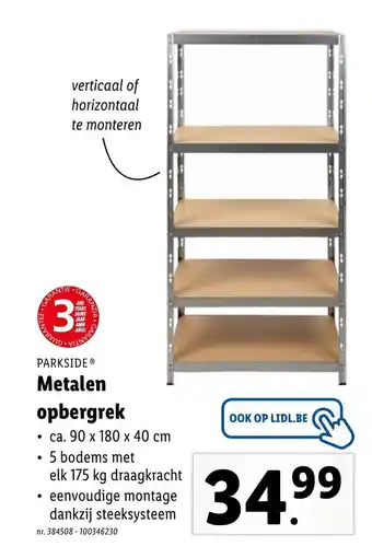 Lidl Parkside Metalen opbergrek 90x180x40 cm aanbieding