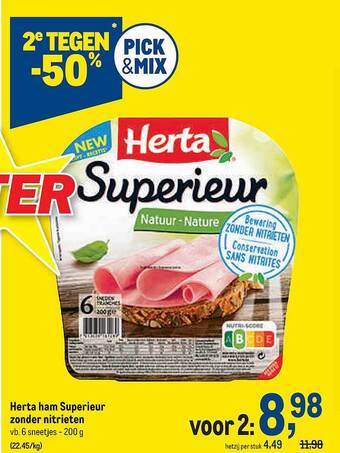 Makro Herta Ham Superieur Zonder Nitrieten aanbieding