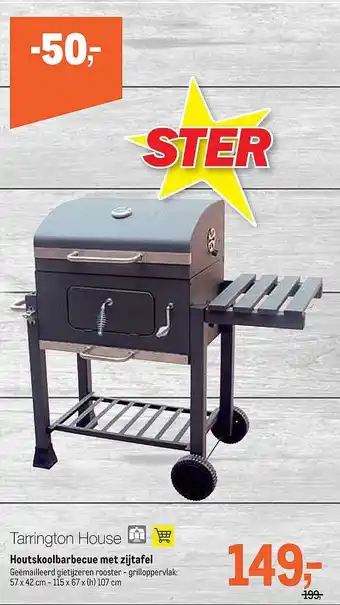 Makro Houtskoolbarbecue Met Zijtafel aanbieding