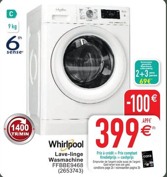 Cora Whirlpool Lave-linge Wasmachine FFBBE9468 aanbieding