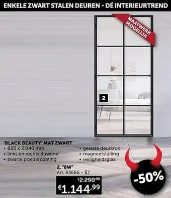 Zelfbouwmarkt Stalen deur 8w glas black beauty mat zwart aanbieding