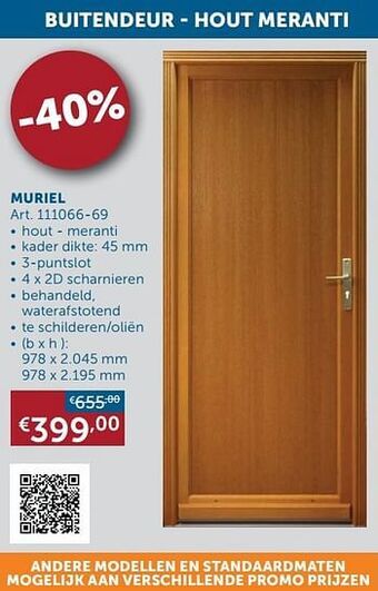 Zelfbouwmarkt Buitendeur - hout meranti muriel aanbieding