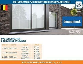 Zelfbouwmarkt Schuiframen pvc deceuninck standaardmaten aanbieding