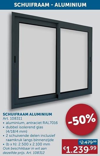 Zelfbouwmarkt Schuifraam aluminium aanbieding