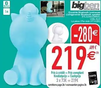 Cora Bigben enceinte bluetooth lumineuse lichtgevende bluetooth speaker btlsunicornxl aanbieding