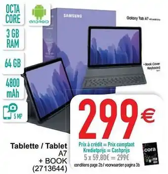 Cora Samsung tablette - tablet a7 + book aanbieding