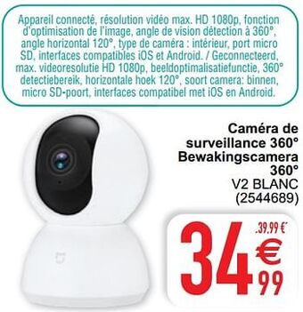 Cora Xiaomi caméra de surveillance 360° bewakingscamera 360° v2 blanc aanbieding