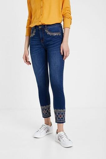 Desigual Skinny jeans in exotische stijl - BLUE - 24 aanbieding