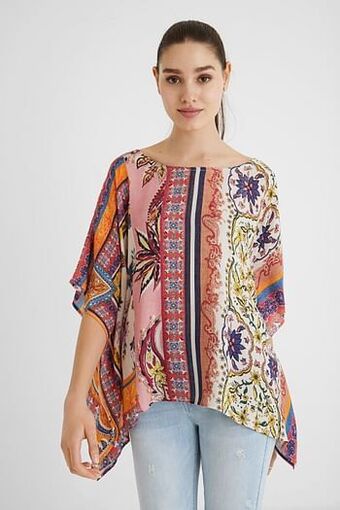 Desigual Wijde blouse met paisleyprint - RED - M aanbieding