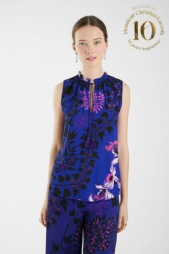 Desigual Blouse met jacquard - BLUE - XXL aanbieding