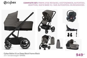 Baby & Tiener Cybex balios s lux deep black frame black 3 in 1 kinderwagen aanbieding