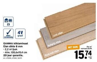 GAMMA Gamma kliklaminaat elan aanbieding