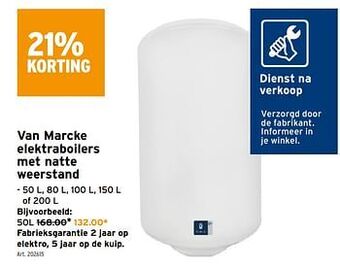 Van marcke elektraboilers met natte weerstand