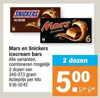 Albert Heijn Mars en snickers icecream bars aanbieding