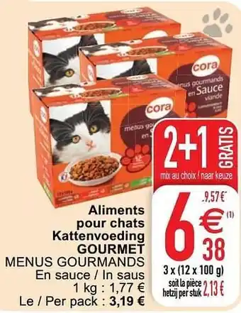 Cora Aliments pour chats kattenvoeding gourmet menus gourmands aanbieding