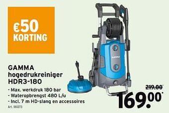 GAMMA Gamma hogedrukreiniger hdr3-180 aanbieding