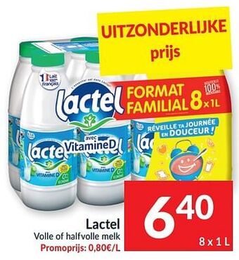 Intermarché Lactel volle of halfvolle melk aanbieding