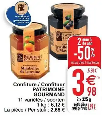 Cora Confiture - confituur patrimoine gourmand aanbieding