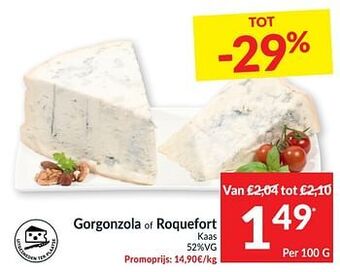 Intermarché Gorgonzola of roquefort kaas aanbieding
