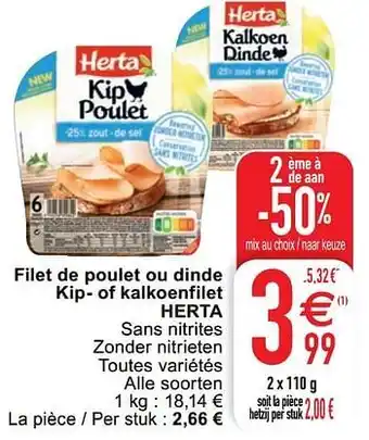Cora Filet de poulet ou dinde kip- of kalkoenfilet herta aanbieding