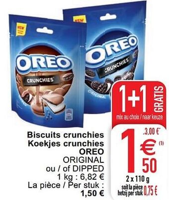Cora Biscuits crunchies koekjes crunchies oreo original ou - of dipped aanbieding